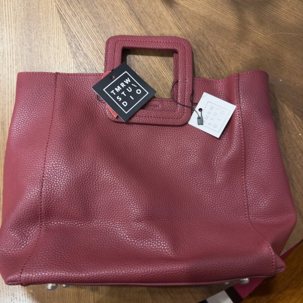 TMRW studio Antonio two way tote crossbody real leather bag NWT